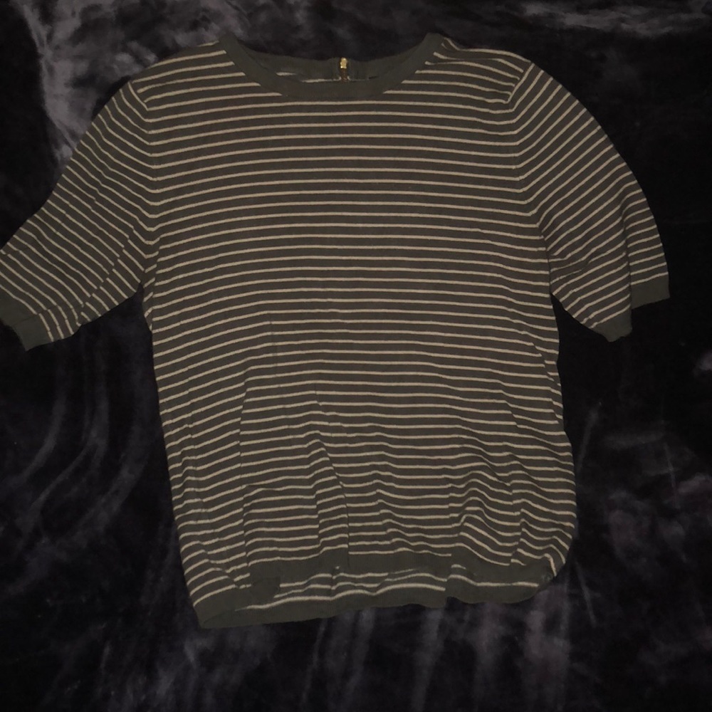 Premise Studio Green and white striped shirt